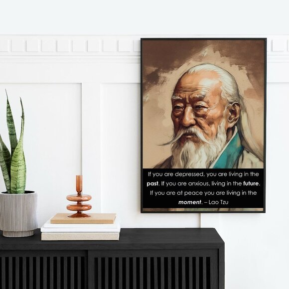 16x20 Lao Tzu Portrait Quote Be in the Moment Tao Chinese Philosopher Art Print‎ - Picture 4 of 4